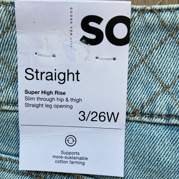 So Super high rise straight woven denim jean pant quilted design waistband 3 26 - Picture 17 of 17